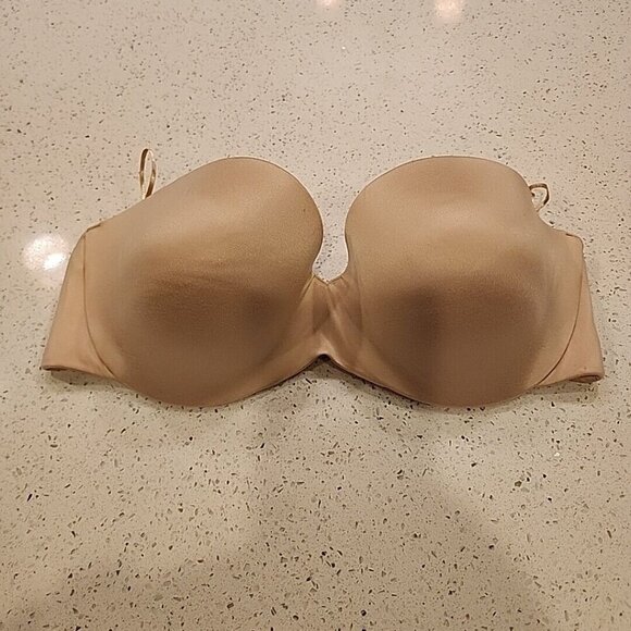 Maidenform Comfort Devotion Strapless Bra 36D Nude Underwire Padded Push Up - Picture 1 of 4